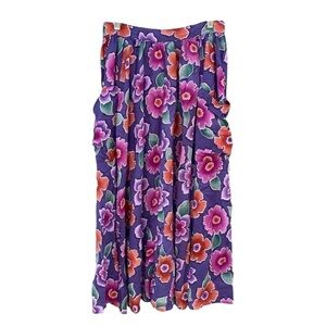 Vintage Young Edwardian Purple Floral Circle Maxi Skirt